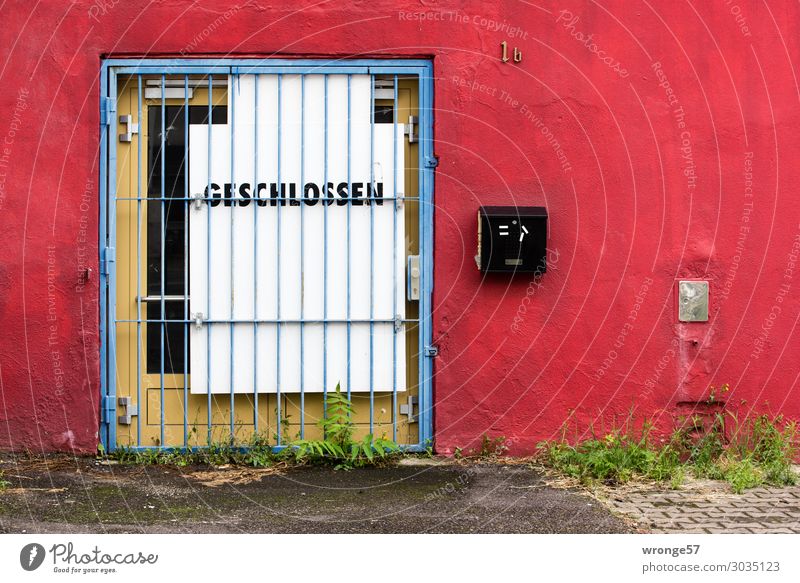 Closed for some time now Marketplace Building Covered market Wall (barrier) Wall (building) Door Mailbox Signs and labeling Signage Warning sign Old Dark