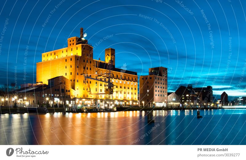 Inner harbour 3 Water Sky Port City Harbour Simple Original Culture Tourism Duisburg Building Surface of water Colour photo Exterior shot Copy Space bottom