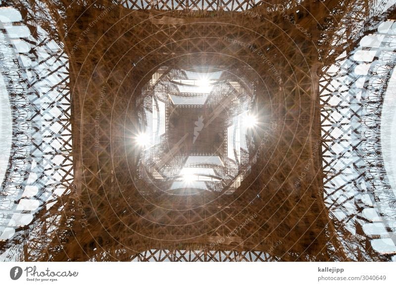 4 x Eiffel tower Tourism Trip City trip Town Capital city Eiffel Tower Point Paris Double exposure Iron Architecture Sightseeing Tourist Attraction Construction