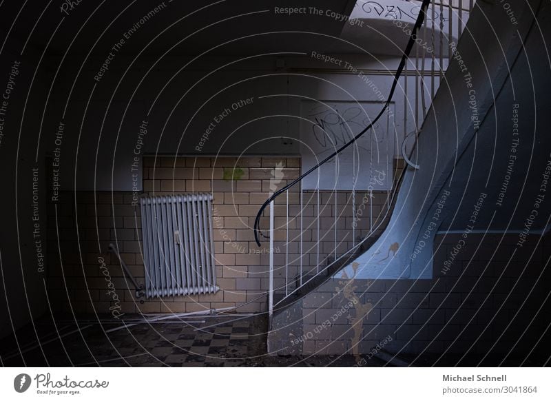 Old staircase House (Residential Structure) Building Stairs Dirty Gloomy Sadness Decline Transience forsake sb./sth. lost places Subdued colour Interior shot