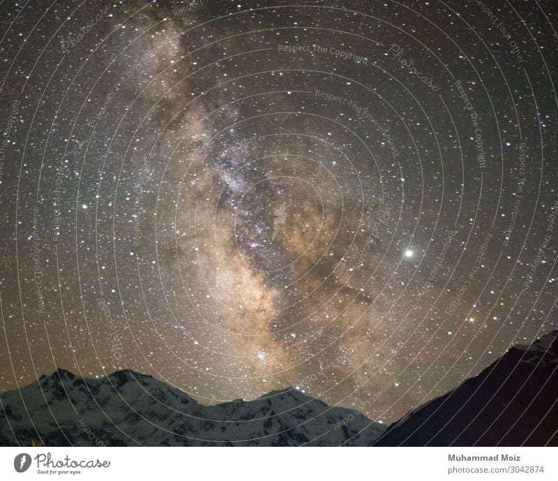 Milky way over Nanga Parbat Environment Nature Landscape Plant Air Earth Clouds Night sky Stars Moon Full  moon Climate Think To talk milky way nanga parbat