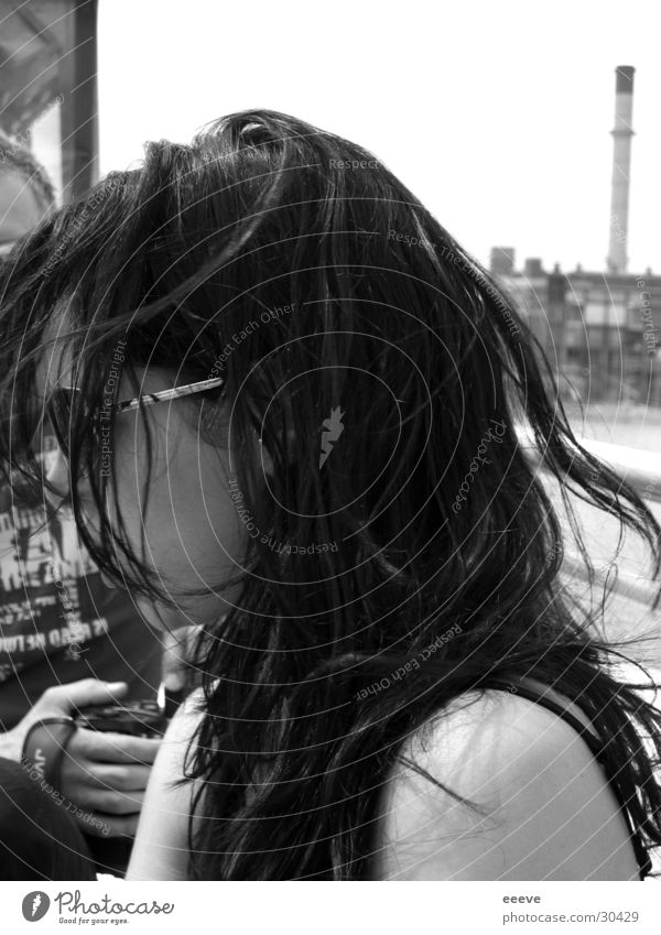 blown away by the wind Woman Portrait photograph Shoulder Hair and hairstyles Wind at the boat