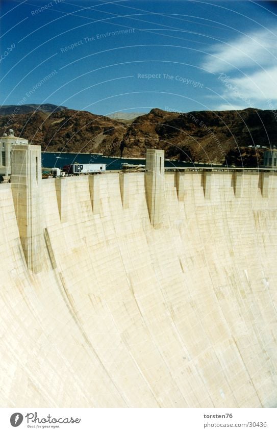 Hoover Dam Clouds Retaining wall Americas Manmade structures Mountain Water Architecture