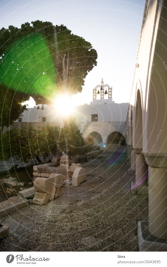 backlight Paros Greece Church Back-light Interior courtyard Deserted