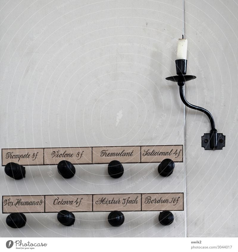 Sacral Sound Organ Classification shoulder stand Candle holder Wood Metal Characters Signs and labeling Lettering Old Historic Past Village church Elegant Calm
