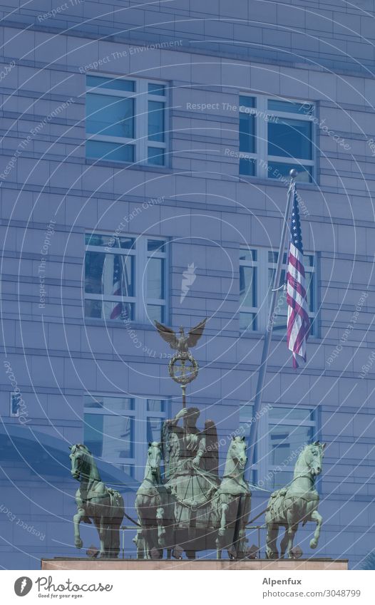 German-American Friendship Berlin Downtown Berlin Tourist Attraction Landmark Monument Flag Might Fear of the future Respect Aggression Aggravation Relationship