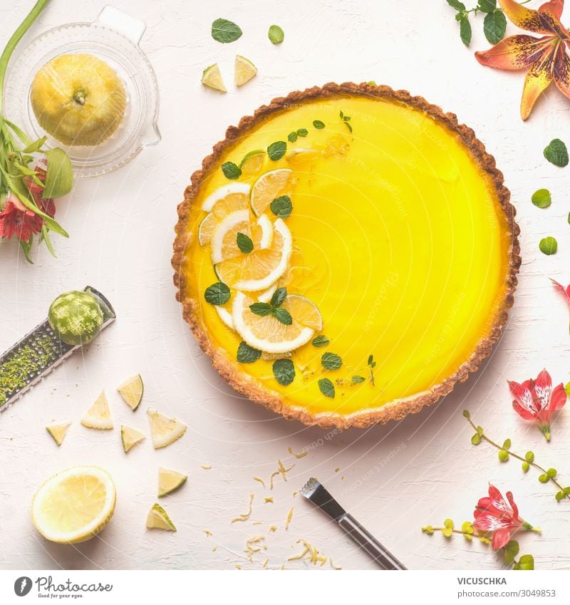 Lemon Tart Food Fruit Cake Dessert Nutrition Organic produce Crockery Design Restaurant Yellow Style Background picture Gateau tart Food photograph Eating