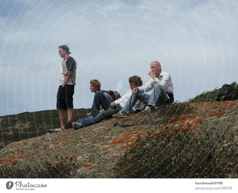 on the rocks Portugal Vacation & Travel Man Ocean Coast Human being Rock Think Wind