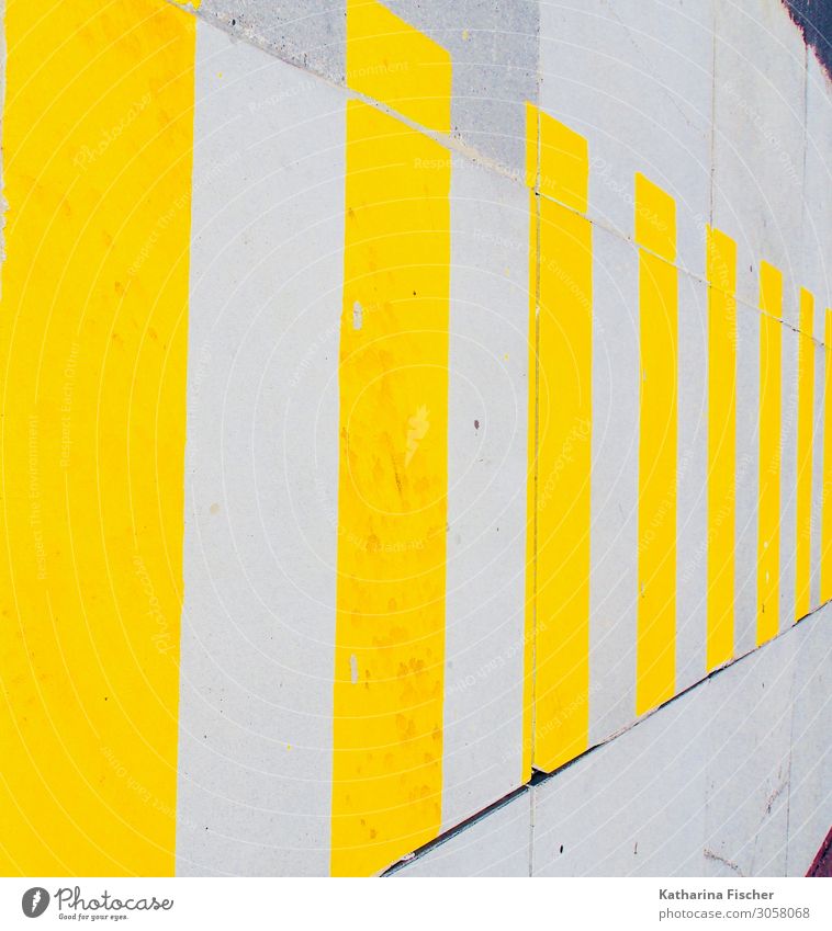 yellow stripes Places Facade Street Lanes & trails Stone Concrete Sign Graffiti Yellow Gold Gray White Stripe Zebra crossing Wall (barrier) Street life