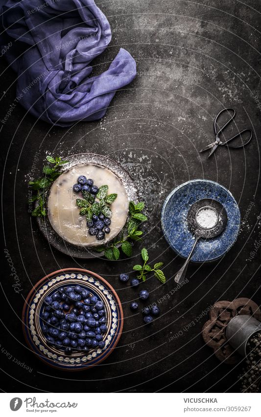 Vegan blueberry pie Food Fruit Cake Dessert Nutrition Organic produce Vegetarian diet Diet Crockery Style Design Healthy Healthy Eating Vegan diet