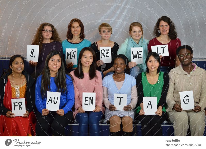 International International Women's Day on 8 March Freedom Woman Adults Signs and labeling To hold on Sit Together Attachment Equality rights