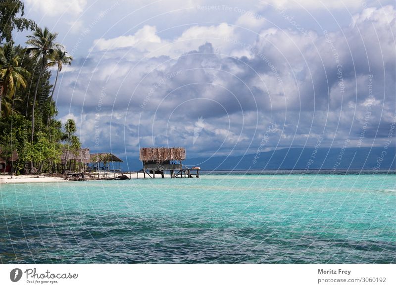 Old wooden platform on stilts in Raja Ampat, Papua, Indonesia. Lifestyle Luxury Design Exotic Relaxation Vacation & Travel Summer Beach Nature