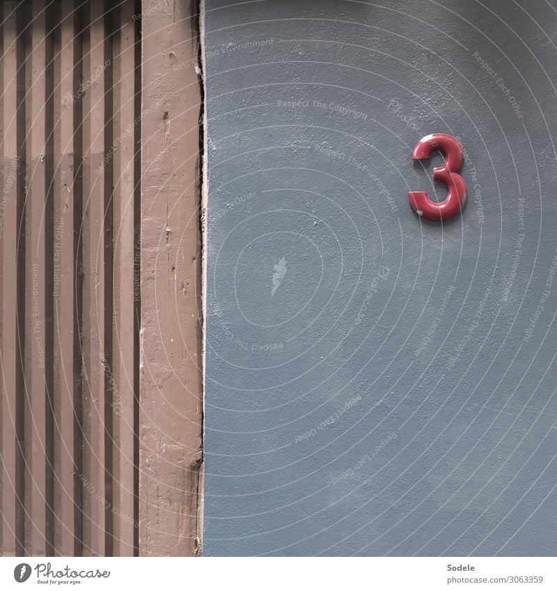 Contribution to the 3rd Advent Town House (Residential Structure) Building Facade House number Digits and numbers Authentic Uniqueness Original Gloomy Gray Red