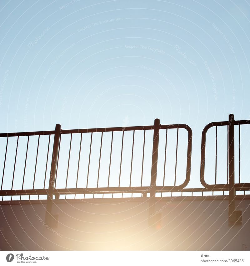 bridge over sunny afternoon Sky Beautiful weather Bridge Architecture Bridge railing Passenger traffic Lanes & trails Concrete Metal Happiness Fresh Hot Bright