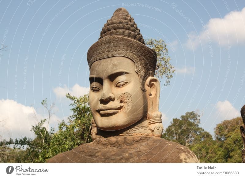 Laughing head in Siem Reap Art Cambodia Village Ruin Architecture Sculpture Tourist Attraction Landmark Monument Vacation & Travel Religion and faith