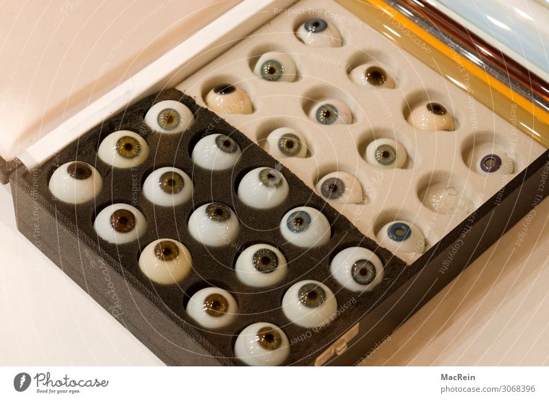 glass eyes Glass Identity Uniqueness Desire Eyes Glass eye Pattern Deserted Organ Carton Colour photo Interior shot Artificial light