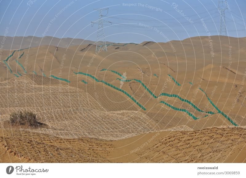 Sand control barriers. Taklamakan Desert-Xinjiang-China-0374 Vacation & Travel Tourism Trip Adventure Far-off places Freedom Sightseeing Expedition Sun Cable