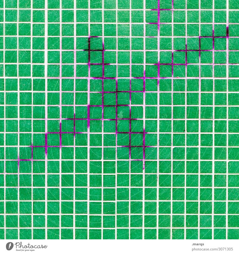 reference date Wall (barrier) Wall (building) Mosaic X Crucifix Characters Green White Elections Date Colour photo Exterior shot Detail Abstract Pattern