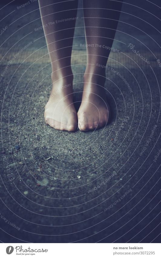 stand your ground Feet Pedestrian Street Lanes & trails Tights Stand Elegant Gloomy Town Feminine Sadness Grief Fatigue Disappointment Exhaustion Defiant