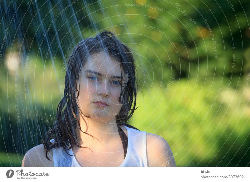 Girl takes a shower, in nature. Wellness Relaxation Calm Swimming & Bathing Vacation & Travel Tourism Trip Summer Summer vacation Beach Human being Feminine