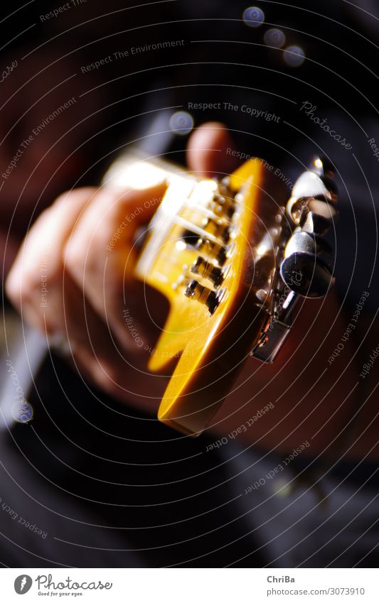 guitar Make music Music Hand 1 Human being Concert Stage Band Musician Guitar Guitar neck Guitarist Listening Playing Glittering Hip & trendy Orange Emotions