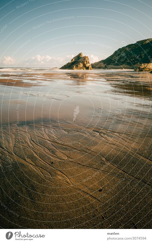 Atlantic coast Nature Landscape Sky Clouds Horizon Summer Beautiful weather Hill Rock Mountain Waves Coast Beach Bay Reef Ocean Sharp-edged Maritime Warmth Blue