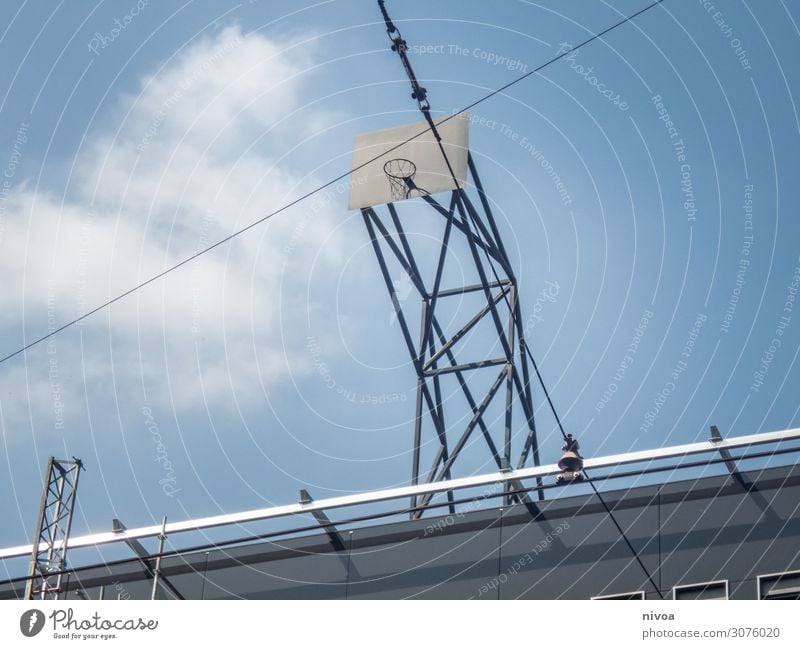 Basketball basket on a building Leisure and hobbies Tourism City trip Sports Ball sports Architecture Sky Clouds Munich technical university Academic studies