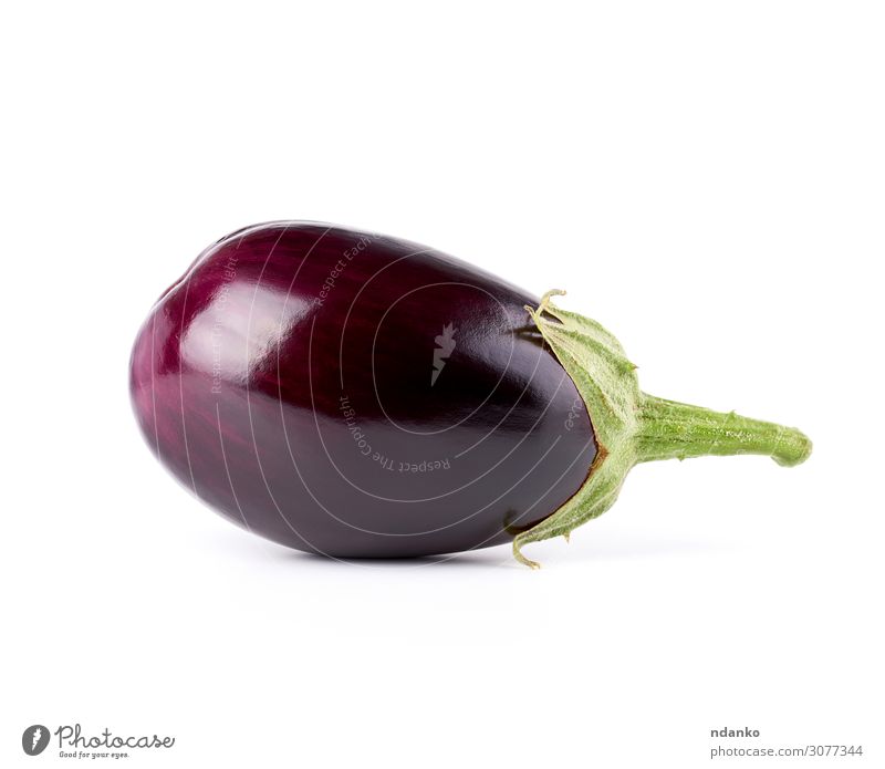 whole purple fresh eggplant with green base Vegetable Fruit Vegetarian diet Fresh Natural Black White Aubergine Single background Raw food one Organic