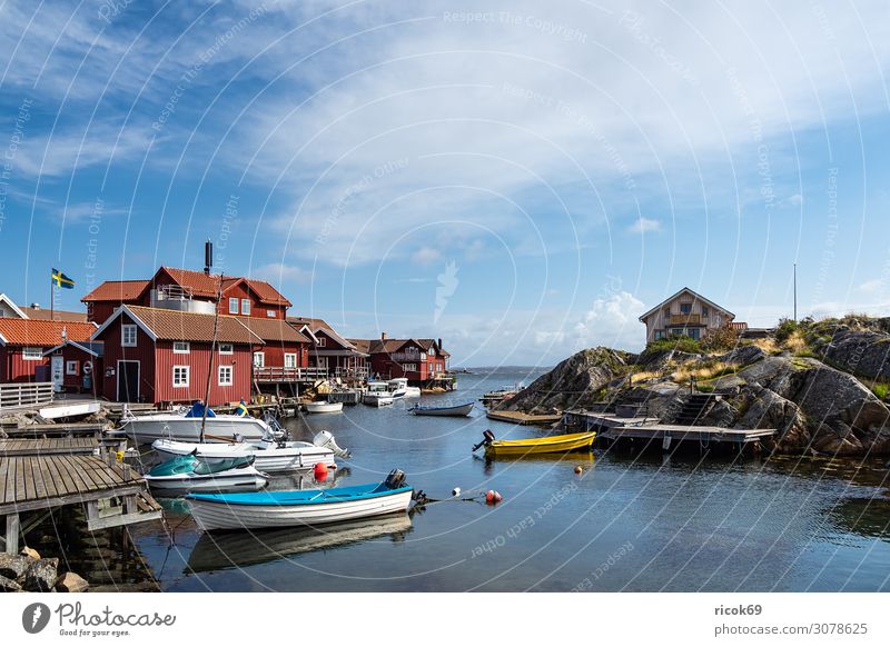 View of the island Käringön in Sweden Relaxation Vacation & Travel Tourism Summer Ocean Island House (Residential Structure) Nature Landscape Water Clouds Rock