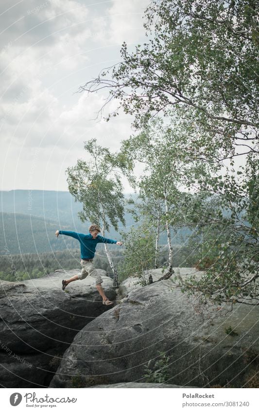 #A2# Jump Around Environment Nature Landscape Esthetic Erratic Adventure Saxon Switzerland Mountain Peak Hiking Class outing Hiking trip Colour photo