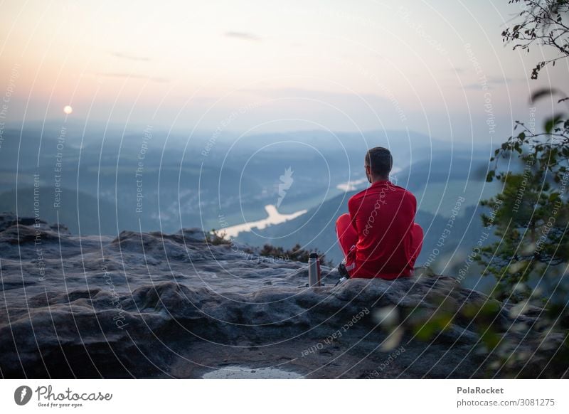 #A# Good Morning Sun Environment Nature Landscape Esthetic Nature reserve Love of nature Experiencing nature Saxon Switzerland Sandstone Mountain Peak Calm