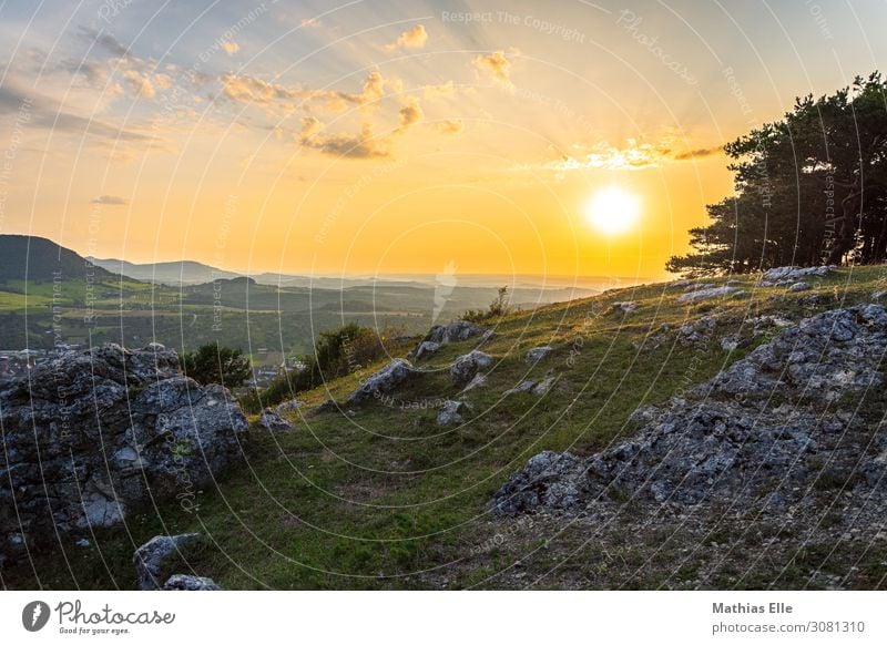 Sunset with small rocks Vacation & Travel Tourism Trip Mountain Hiking Environment Nature Landscape Plant Earth Sky Clouds Horizon Sunrise Sunlight Summer