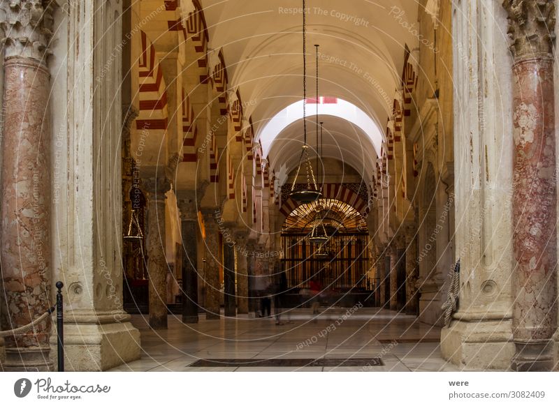 Columns and candlesticks in the Mezquita in Cordoba Church Dome Palace Castle Tourist Attraction Religion and faith Andalusia columns holiday Moshe spain