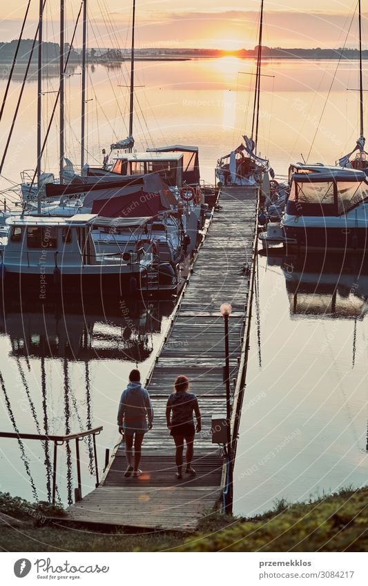 Yachts and boats moored in a harbour Beautiful Relaxation Leisure and hobbies Vacation & Travel Tourism Cruise Summer Ocean Human being Young woman