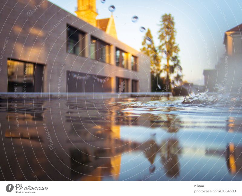 Fountain in front of school building Summer House (Residential Structure) Education School Study School building Schoolyard Classroom Teacher Workplace Art