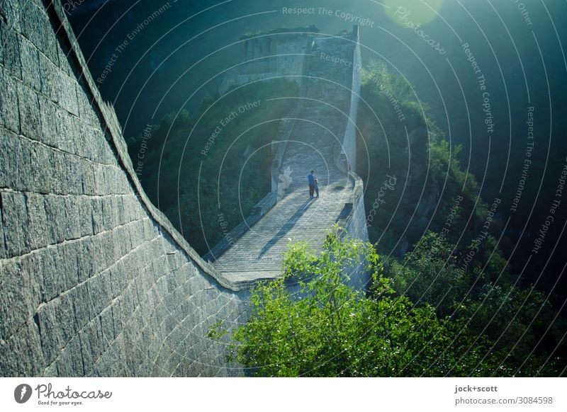 zàijiàn! Goodbye on the great wall Architecture World heritage Warmth Tree Mountain Beijing Manmade structures Tourist Attraction Landmark Great wall Stand