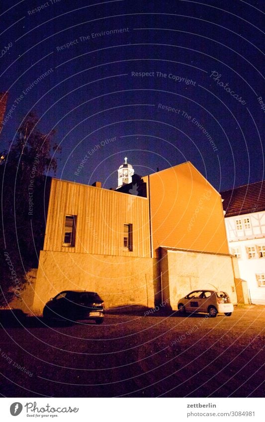 At night in Aschersleben Evening aschersleben Lighting Dark Mysterious Historic Medieval times Night Saxony-Anhalt Town Crime scene Parking lot Facade