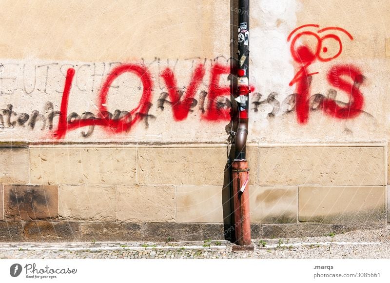 The Answer Wall (barrier) Wall (building) Rain gutter Characters Graffiti Love Infatuation Romance Advice Relationship Colour photo Exterior shot Deserted