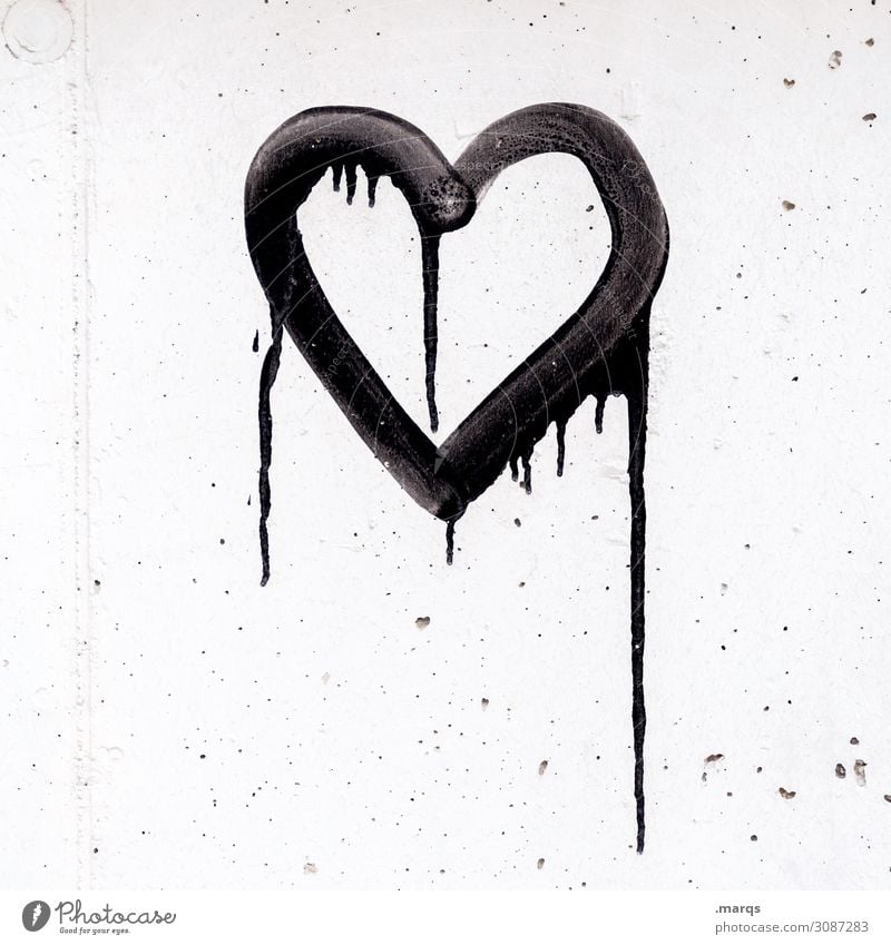 Sweet Wall (barrier) Wall (building) Graffiti Heart Trashy Black White Emotions Love Infatuation Loyalty Romance Relationship Transience Dye Black & white photo