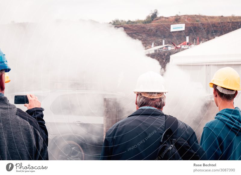 spectators Industry Construction site Technology Human being Masculine Group Car Helmet Observe White Interest Advancement Mobility Environment Smoke