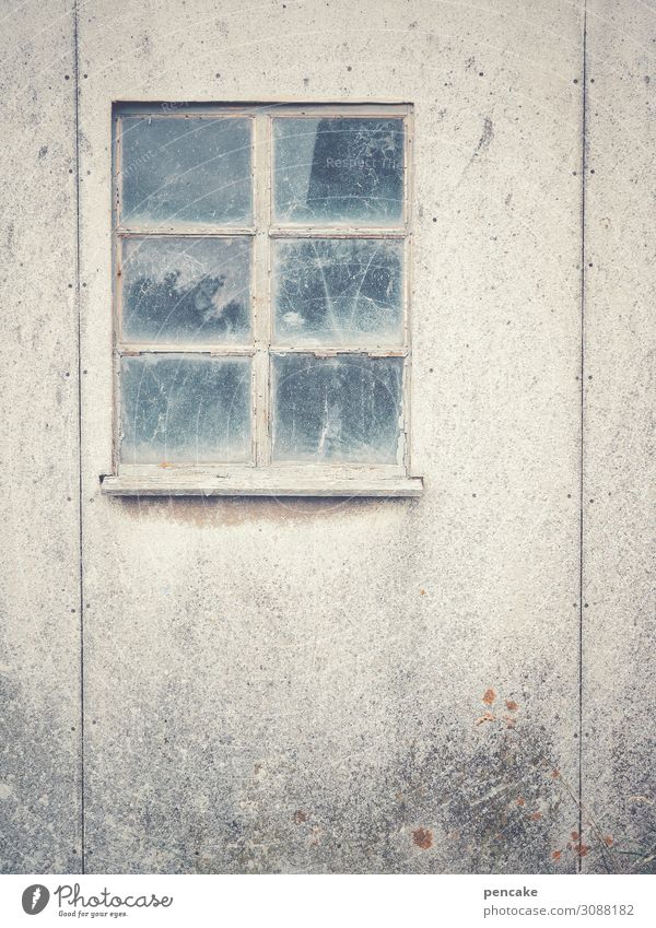 blind vision Fishing village Port City Deserted Hut Window Authentic Simple Retro Town Thrifty Stagnating Decline Past Transience Colour photo Subdued colour