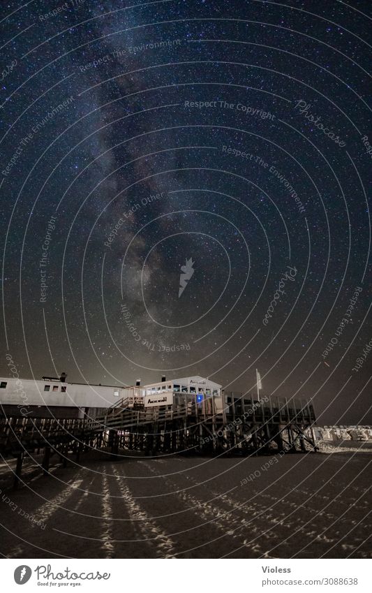 Saint Peter Ording II Environment Elements Sky Cloudless sky Coast Beach North Sea Discover Relaxation Glittering Exceptional Fantastic Stars Milky way