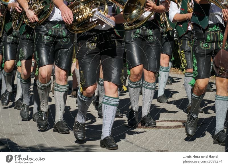 Detail Upper Bavarian procession with wind instruments Human being Masculine Adults Legs Group 18 - 30 years Youth (Young adults) Event Music