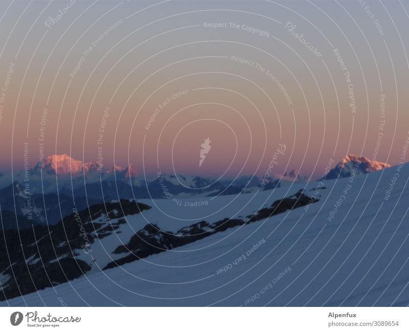 Sunrise Mont Blanc Rock Alps Mountain Peak Snowcapped peak Glacier Happy Contentment Joie de vivre (Vitality) Enthusiasm Euphoria Self-confident Optimism