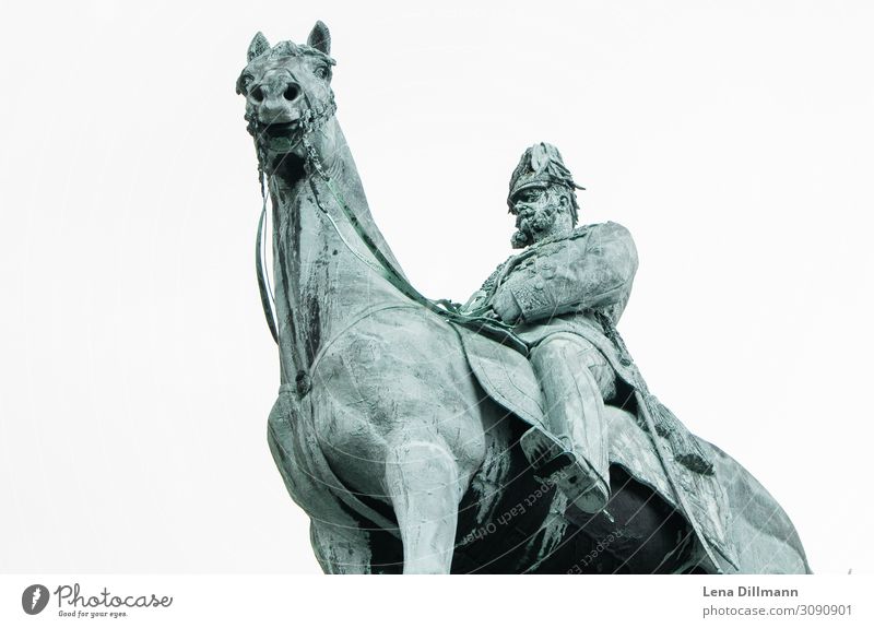 Statue Hamburg #1 Figure rainy Clouds Germany Northern Germany Rider Horse