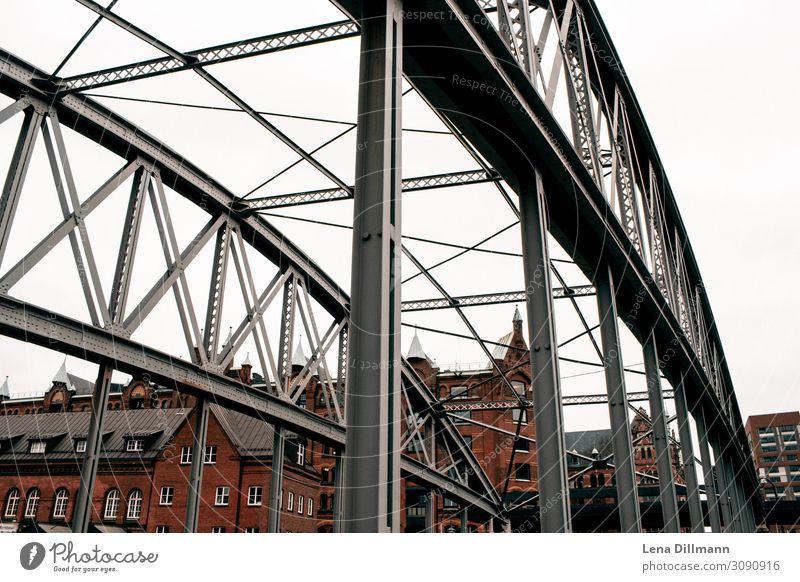 Hamburg houses Town Cities House (Residential Structure) Clouds rainy bridge Germany Northern Germany Landscape format pile-lander brunette