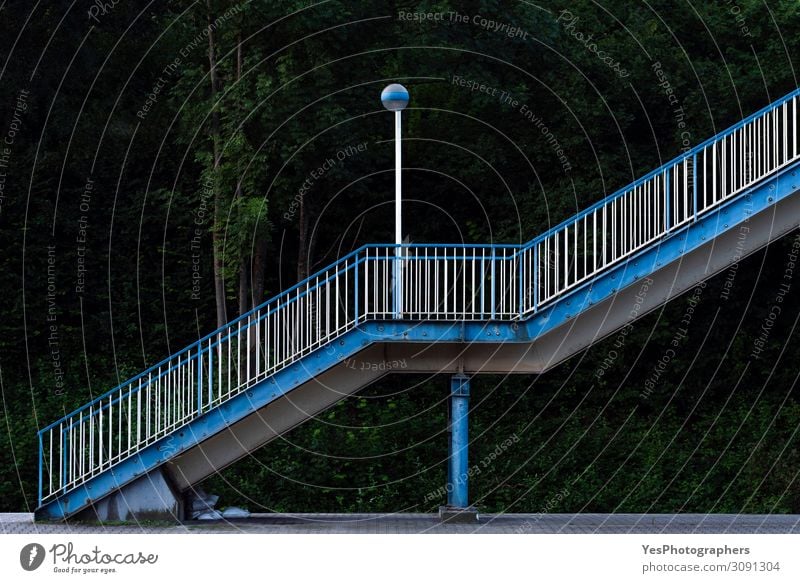 Train station stairs. Outdoor stairways side view. Vacation & Travel Climbing Mountaineering Building Architecture Stairs Transport Railroad Old Blue