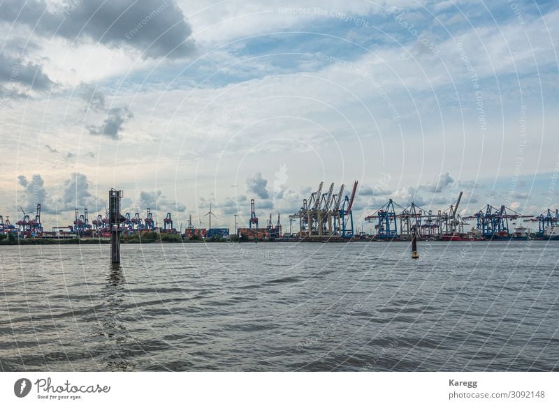 a panoramic view of the port of Hamburg in cloudy weather Vacation & Travel Sightseeing Summer Museum Port City Skyline Landmark Navigation Inland navigation