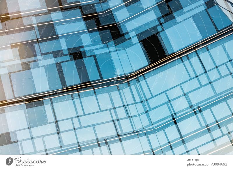 façade Style Design Building Architecture Facade Window Glass Line Uniqueness Modern Blue Black Esthetic Arrangement Future Colour photo Exterior shot Abstract