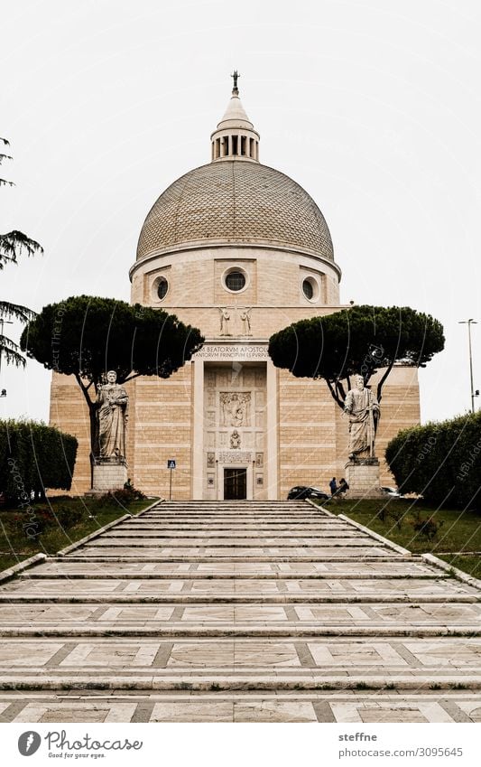 Basilica of Santi Pietro and Paolo Church Religion and faith Modern architecture Rome Italy Catholicism Statue World exposition Geometry Harmonious Colour photo